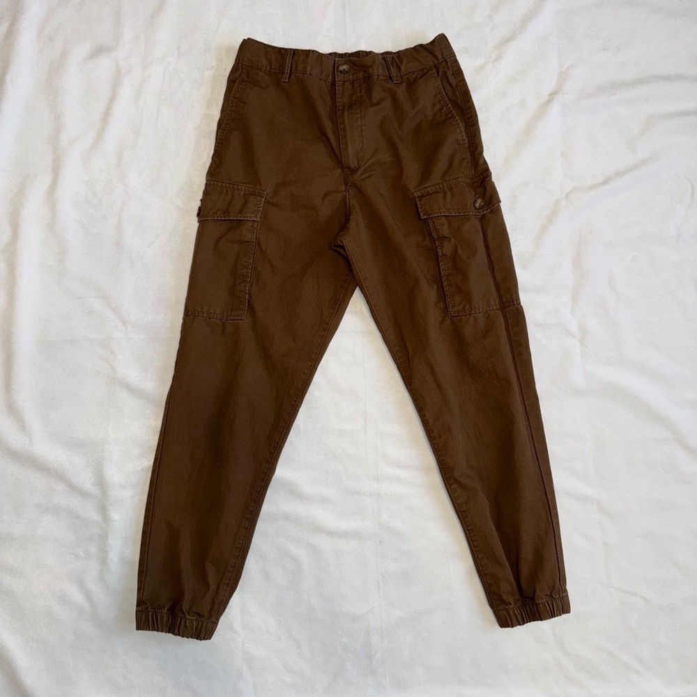 H&M Brown Cargo Joggers Womens US 27 Casual Pants Elastic Waist Drawstring